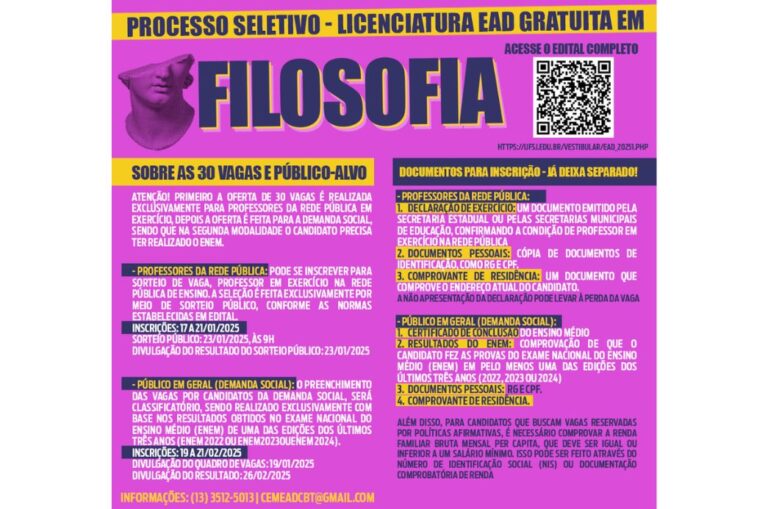 Cubatão oferece graduação em Filosofia a distância: curso é gratuito e inscrições começam nesta sexta (17)