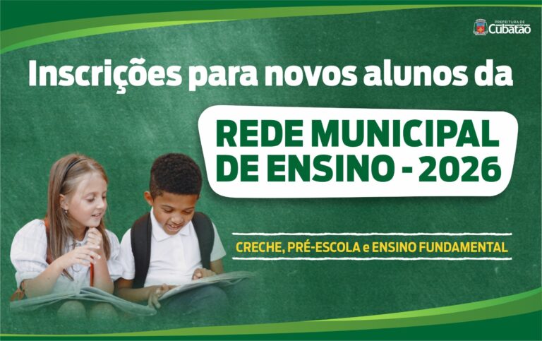 Prefeitura de Cubatão abre inscrições para novos alunos do ensino infantil, fundamental e EJA
