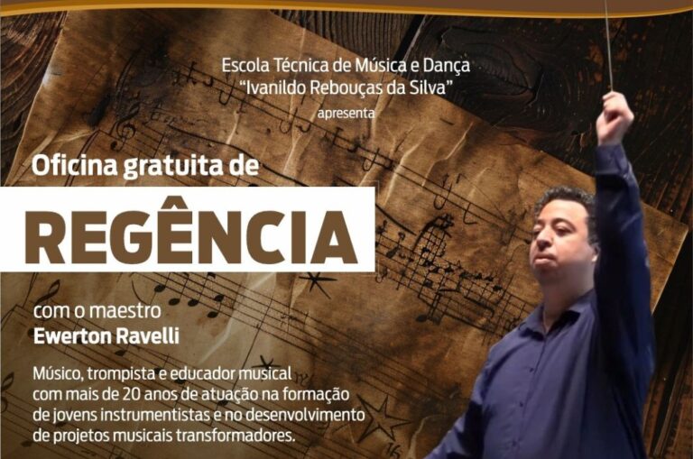 Prefeitura de Cubatão promove Oficina de Regência com o maestro Ewerton Ravelli nesta segunda (10), na Escola Técnica de Música e Dança
