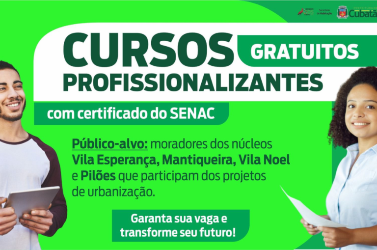 Terminam nesta sexta (27) inscrições para cursos gratuitos voltados a famílias beneficiadas em projetos habitacionais recentes