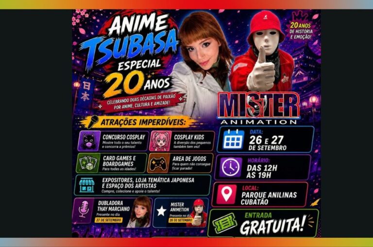 Cubatão recebe edição especial 20 anos do “Festival Anime Tsubasa” neste final de semana (26 e 27)