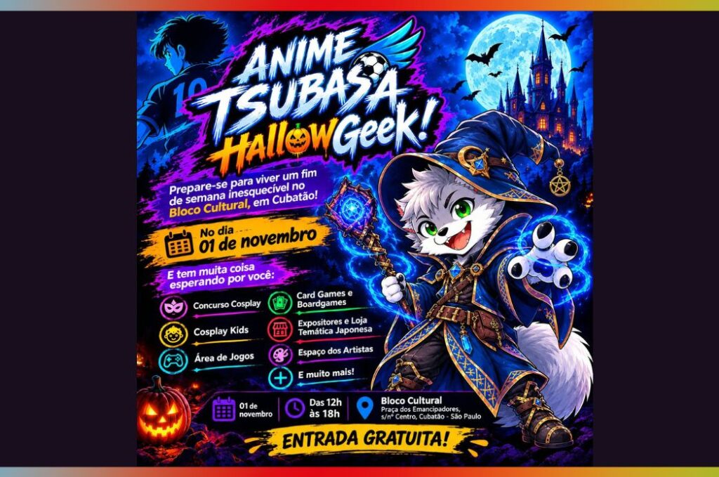 Cubatão recebe neste domingo (1), o ‘Anime Tsubasa Hallowgeek’