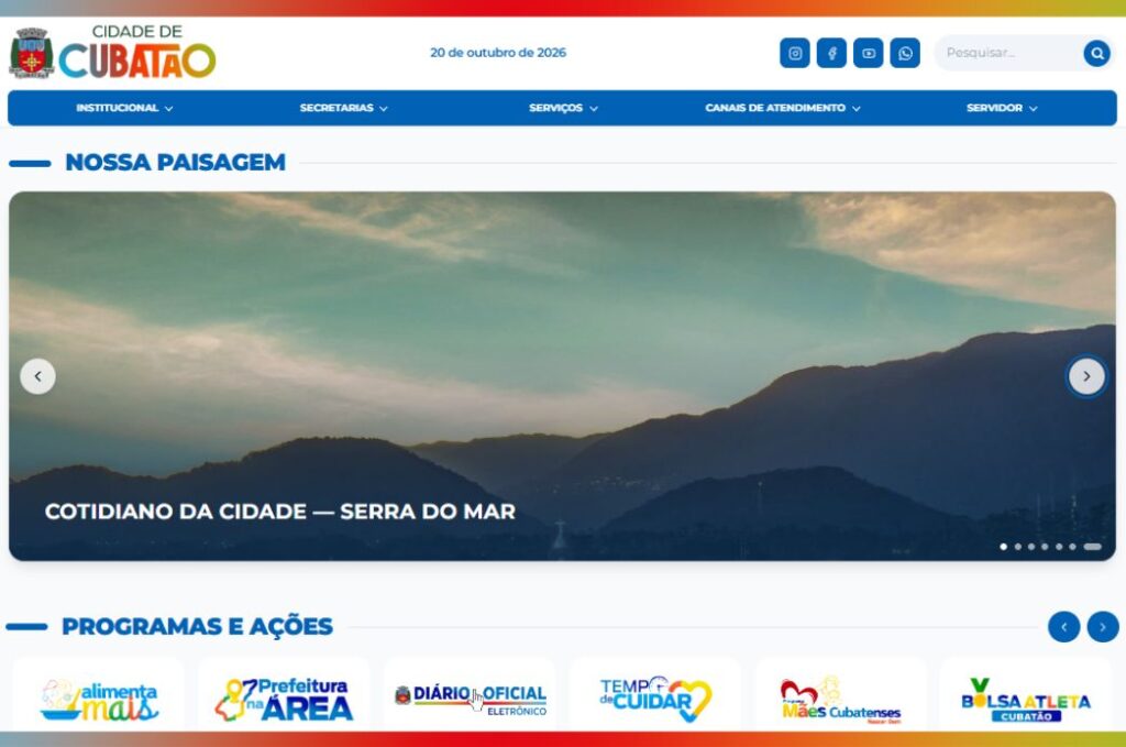 Site oficial de Cubatão ganha novo visual e amplia acesso a serviços e informações